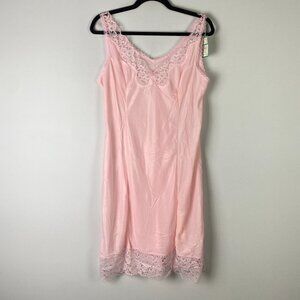 Vintage Stretta Pink Lace Slip Night Dress Dederon Estimated Size Small / Medium